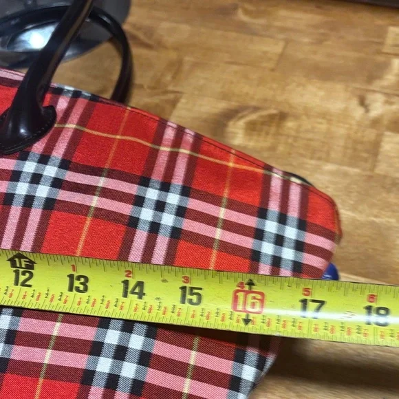 Burberry Blue Label Red and Black Plaid Tote  Free COA included ! Like new ! - Picture 14 of 15
